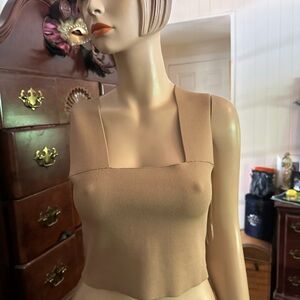 A.L.C. Beige Square Neck Tank Top